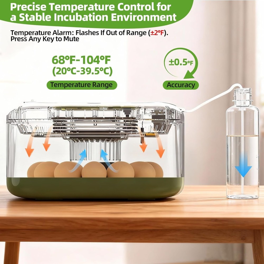 Automatic 12 Egg Incubator - Digital Temperature/Humidity Display