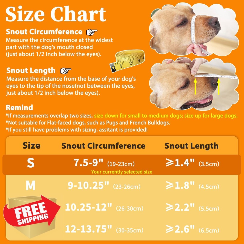 Mayerzon Dog Muzzle Grey S Small Medium Large Soft Adjustable