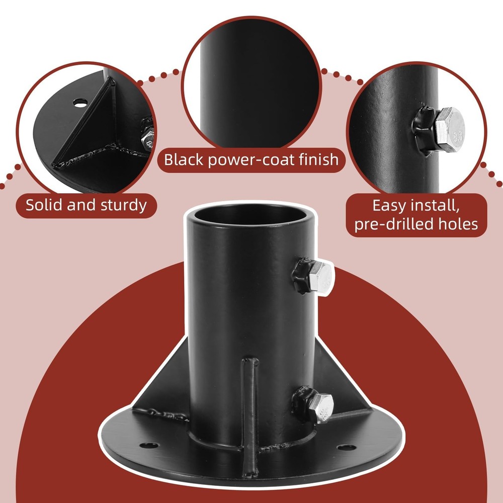 4Pcs Round Posts Base Bracket 2" Base Flange Chain Link Fence Heavy Solid Pol...