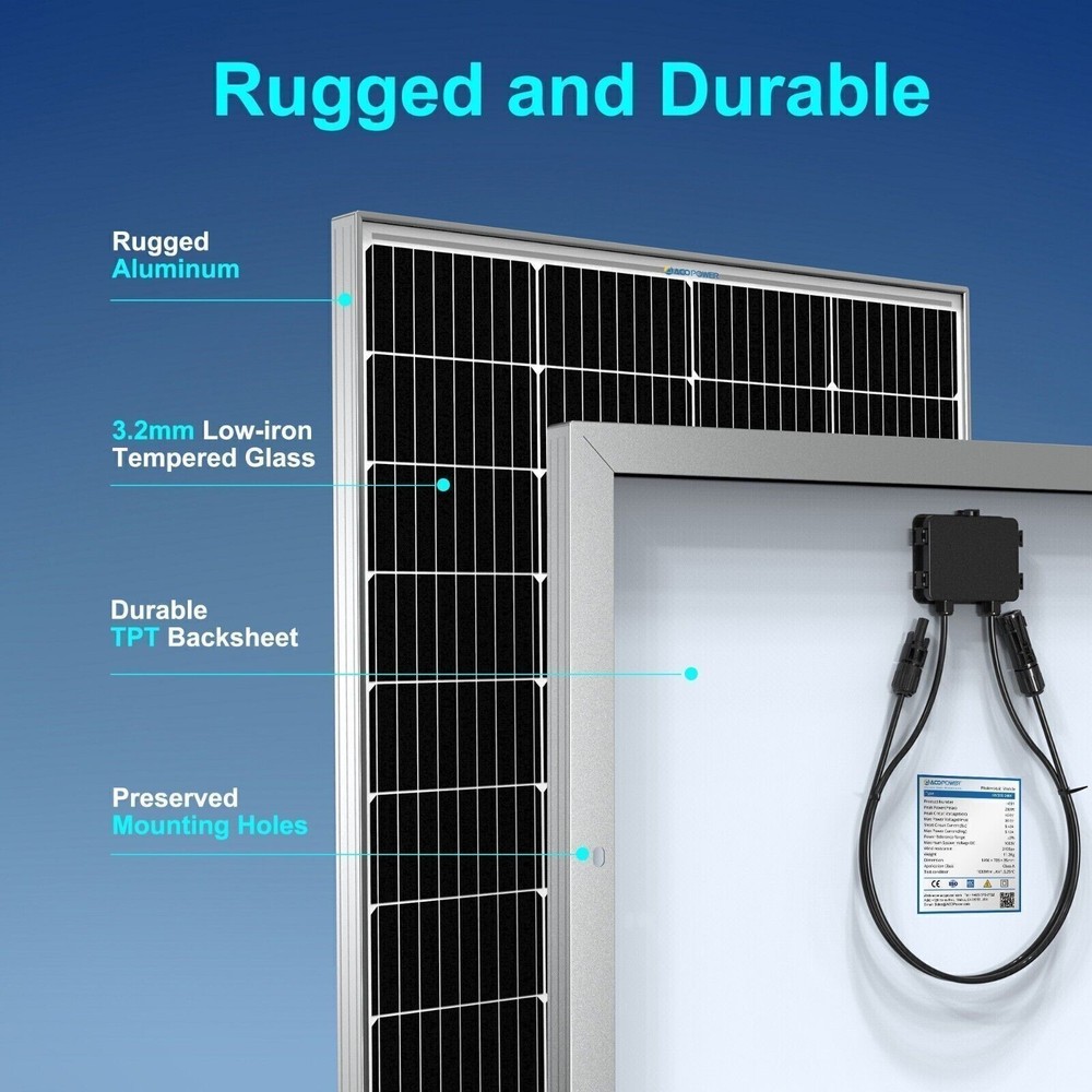 Solar Panel 200W 18 Volt 9BB Cell,Mono High Efficiency 200 Watt PV Module