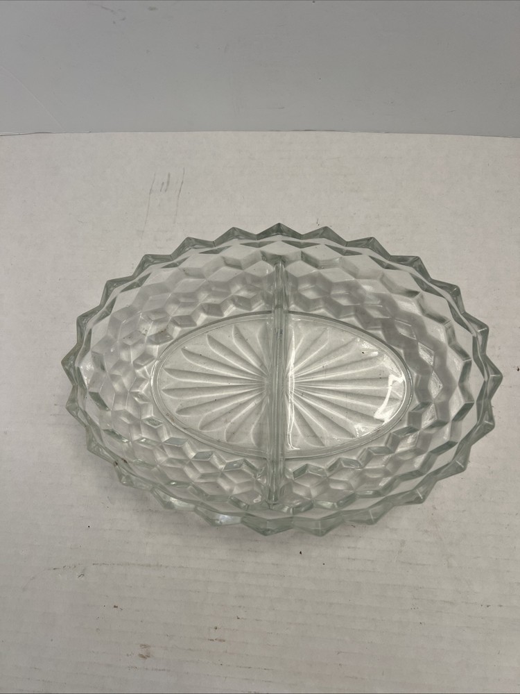Glass Divided Candy Dish Or Nut Dish