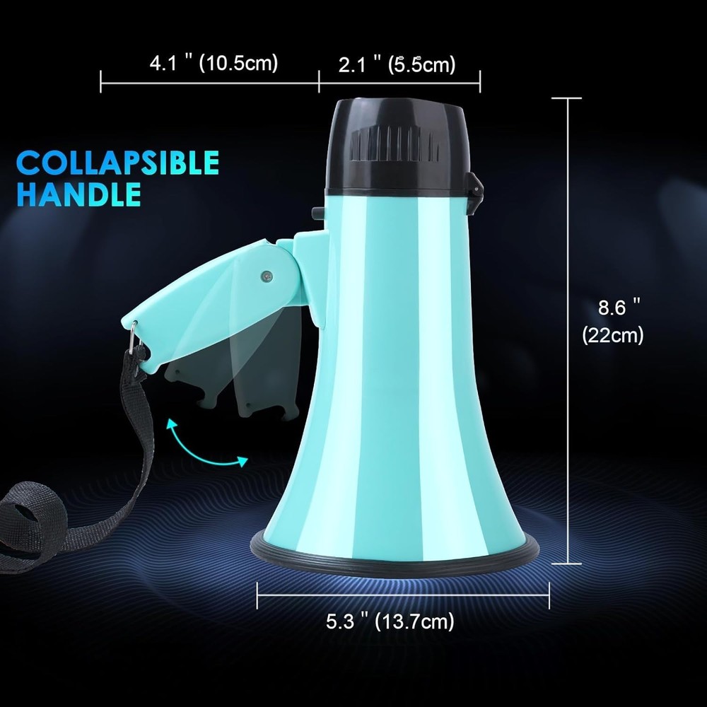 Lightweight 20W Megaphone with Volume Control & Recording Function, 5.4"W