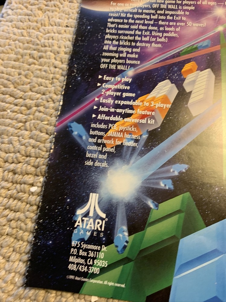 11- 8.5'' Off The Wall Atari arcade video game AD FLYER