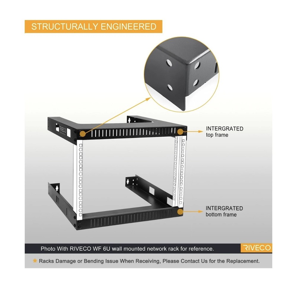 RIVECO 18U 19” Wall Mount Server Rack 17.7” Depth Open Frame Network AV Rack