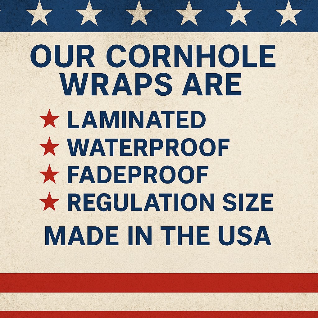 Laminated Cornhole Board Wraps – USA Flag & Eagle – High Quality Vinyl
