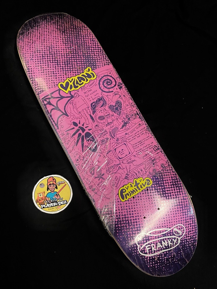 RARE SIGNED Primitive Franky Villani Pro Model Scatter Skateboard Deck SHAPED