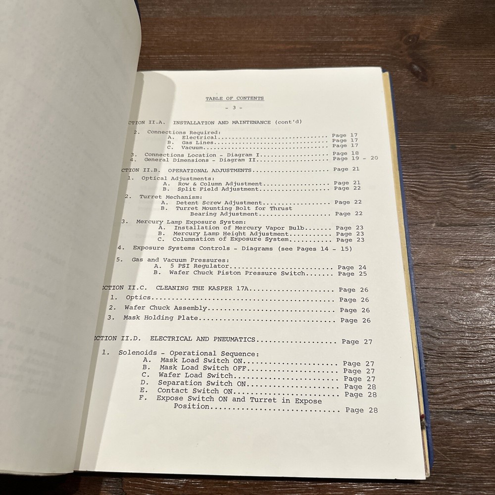 Kasper Model 17A Wafer Aligner Operating & Maintenance Manual