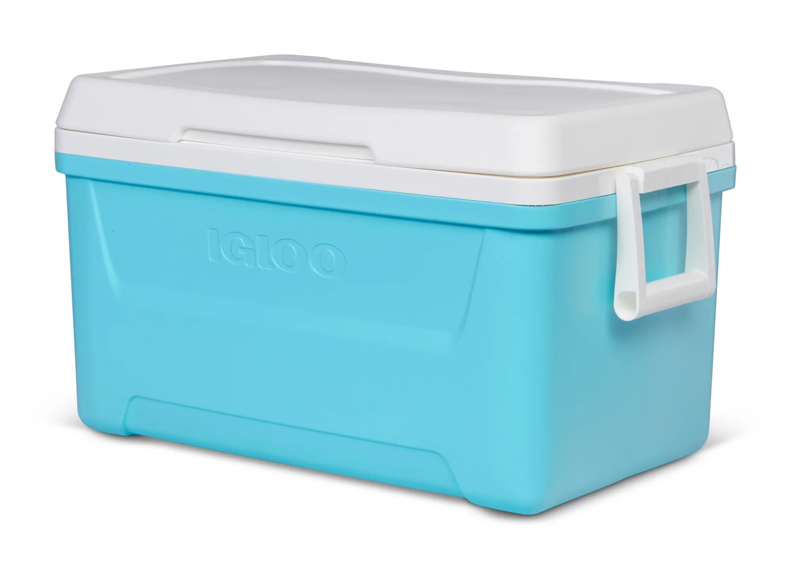 48 QT Laguna Hard-Sided Ice Chest Cooler, Aqua Blue and White