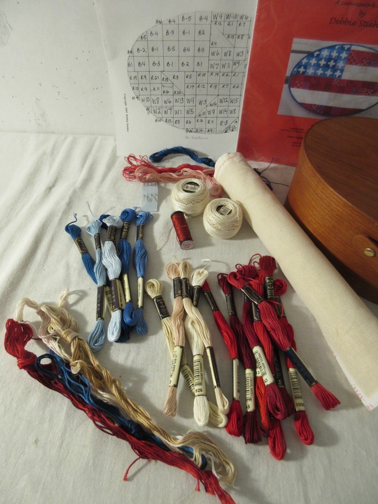 HTF Debbie Stiehler AMERICAN PATCHWORK Needlepoint KIT w/ Shaker BOX!