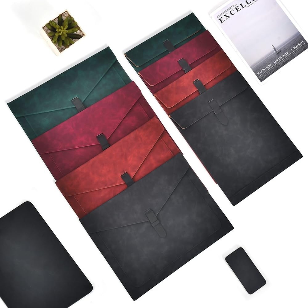 Brown PU Leather File Folder, Snap Closure File Organizer, Important Document...
