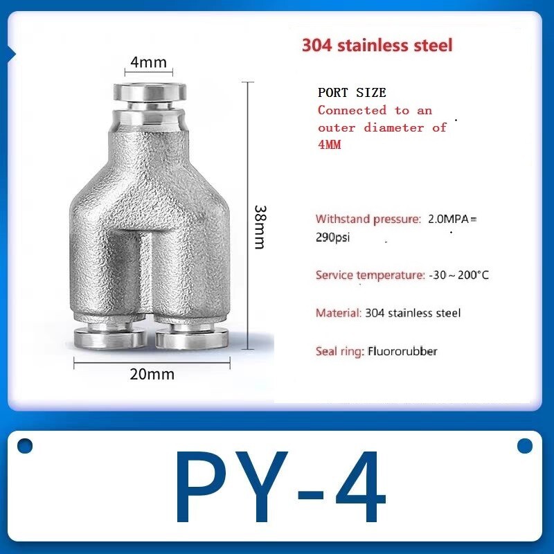 304 SS Equal / Reducing Y-Type Pneumatic Quick Connector Hose Quick Connector