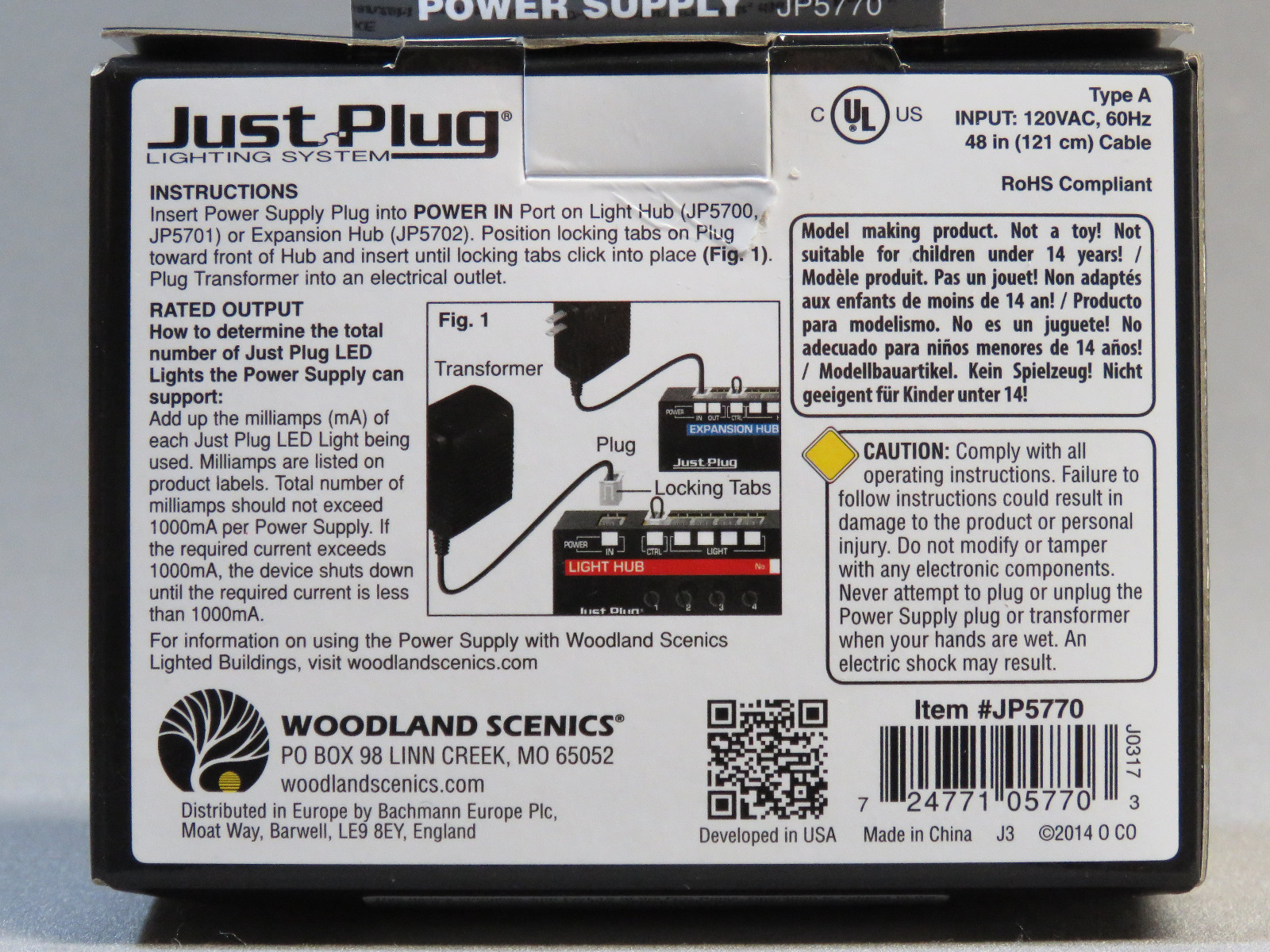 WOODLAND SCENICS POWER SUPPLY FOR JUST PLUG LIGHTING SYSTEM wds 24 VDC WDS5770