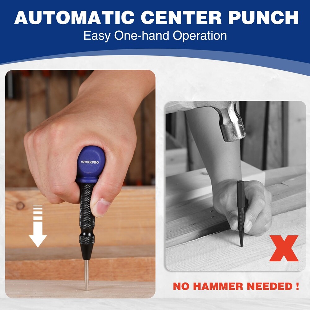 WORKPRO 5" Automatic Center Punch Adjustable Spring Loaded Center Punch forMetal