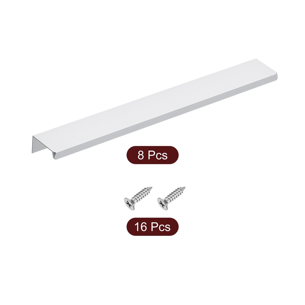 Cabinet Edge Finger Pull, 8pcs 250mm / 9.84" Hidden Cabinet Pulls, Silver