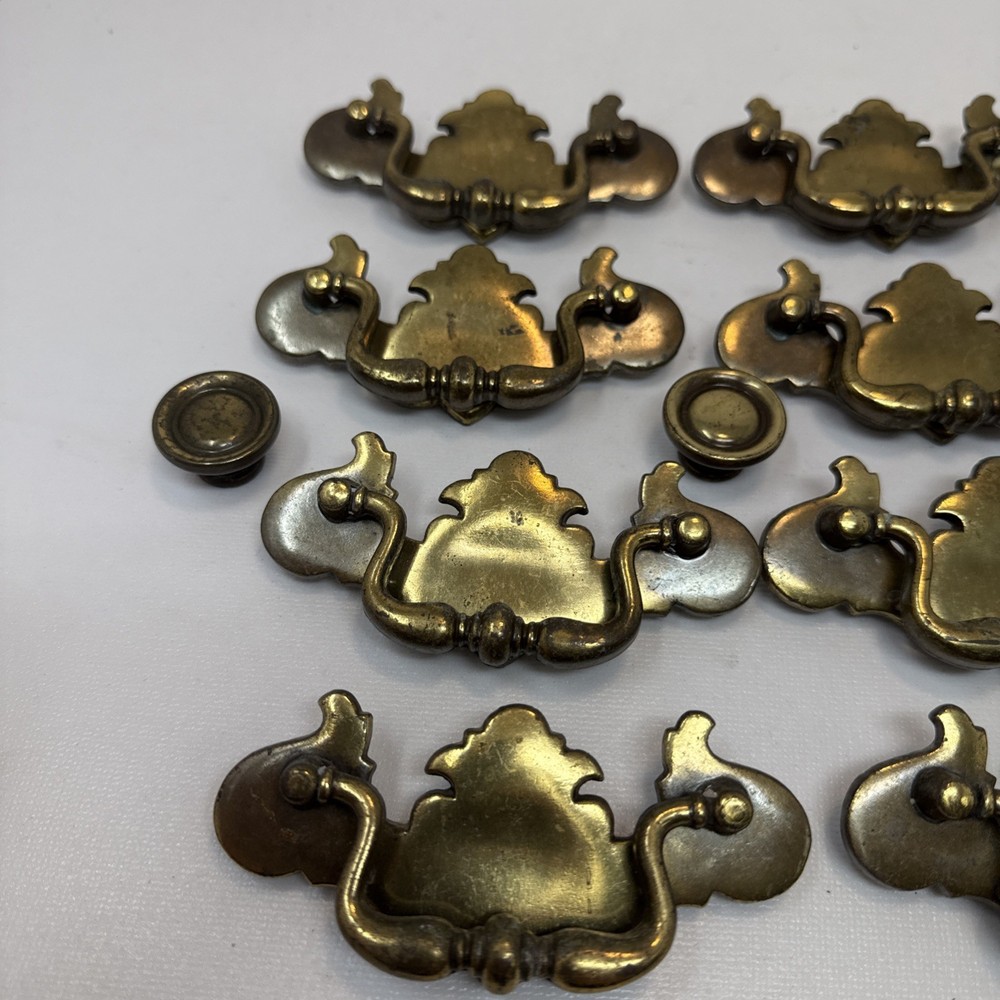 12 - Vintage Chippendale Style Drawer Pull B-681-0 & 3 Round Pulls