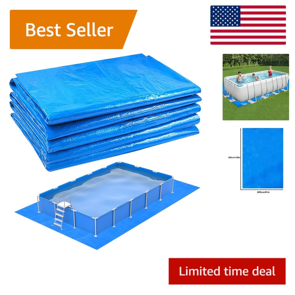 Protective Above Ground Pool Tarp, 10x6.7ft Blue Ground Cloth for Liners