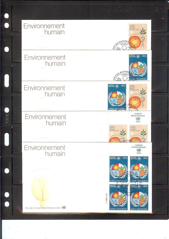 1982 Human Environment FDC's (Singles, Combo & MI/4's) - New York Office (170)