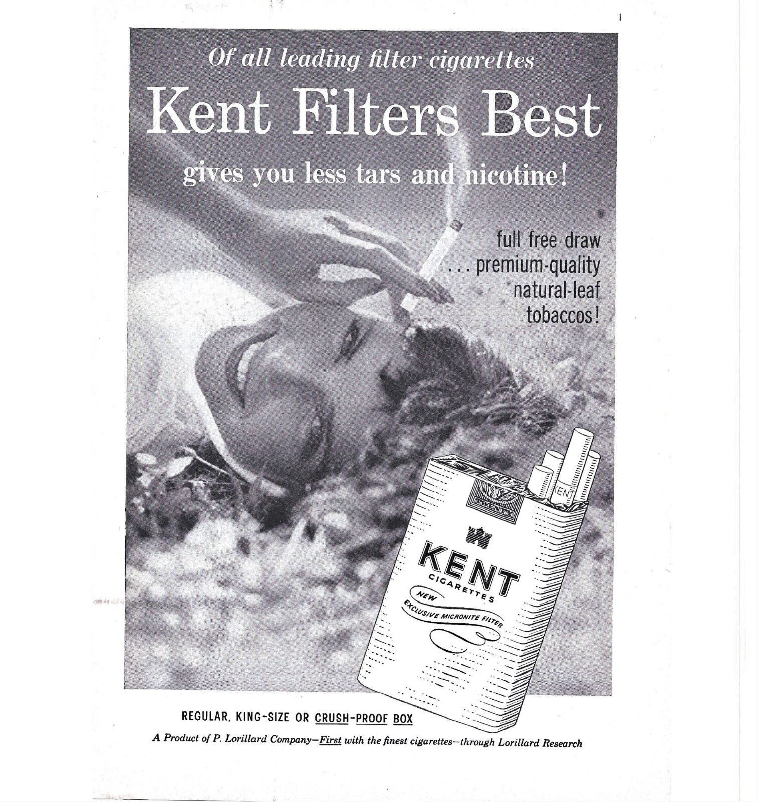 Kent Cigarette Ad 1950s Vintage Print Ad 9 inch Tall