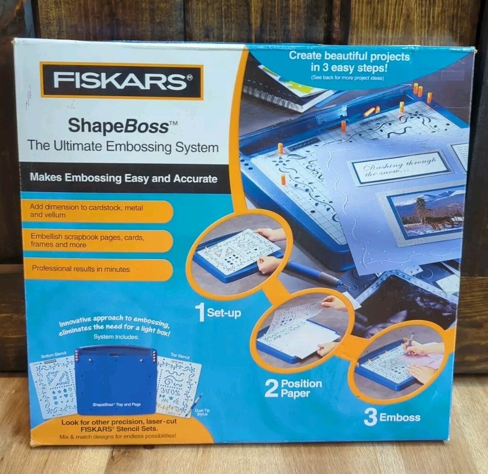 NIB FISKARS Shape Boss Ultimate Embossing System CREATE PROJECTS 3 EASY STEPS