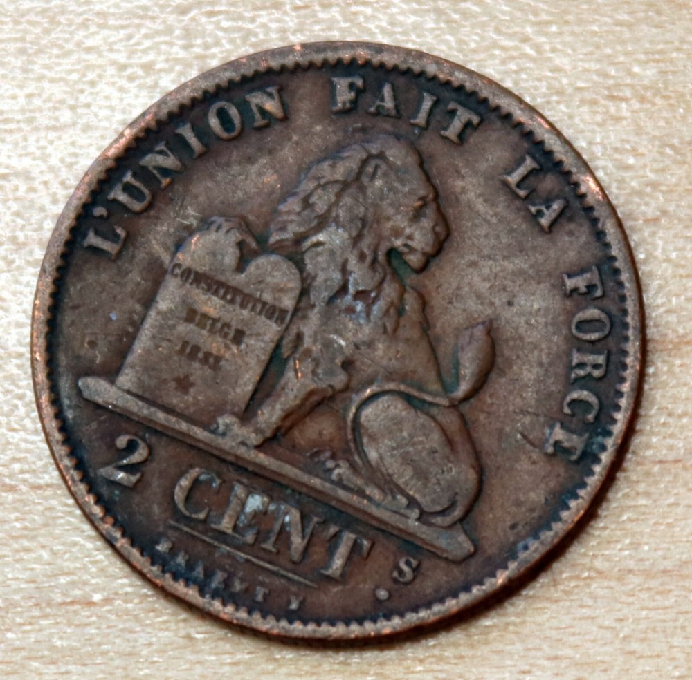 1876 Belgium 2 Centimes