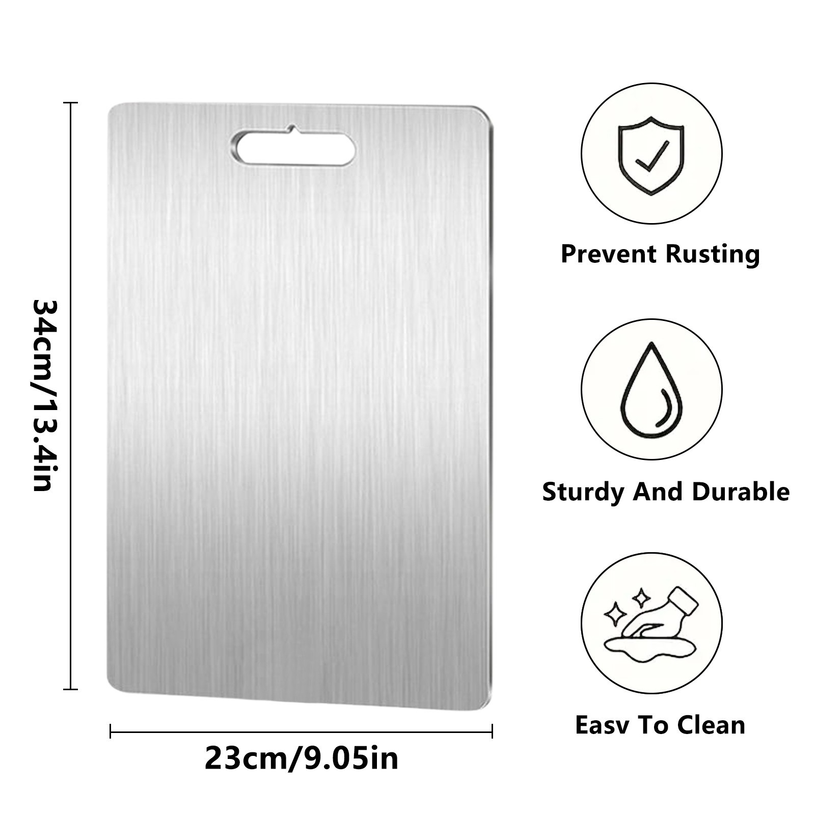 304 Stainless Steel Cutting Board Double-Sided Cutting Boards Kitchen Camping US