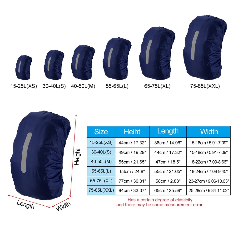 65-75L Waterproof Backpack Rain Cover with Vertical Strap XL Dark Blue
