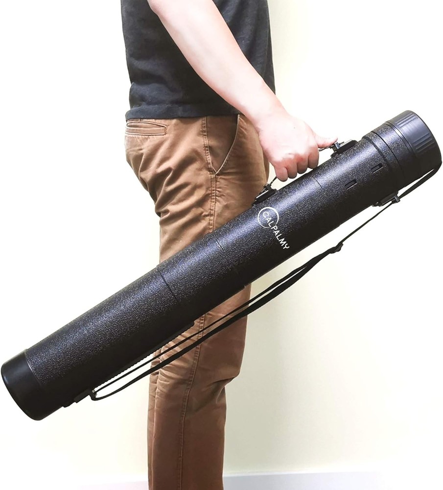 Black Extendable Poster Tubes 2-Pack - Safe Transport for Artwork & Blueprints