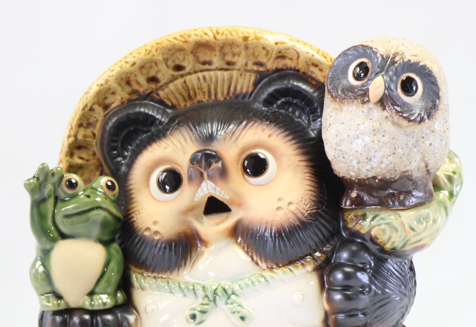 Shigaraki Ware Tanuki No. 8.5 Ceramic Figurine 10.2in Japan