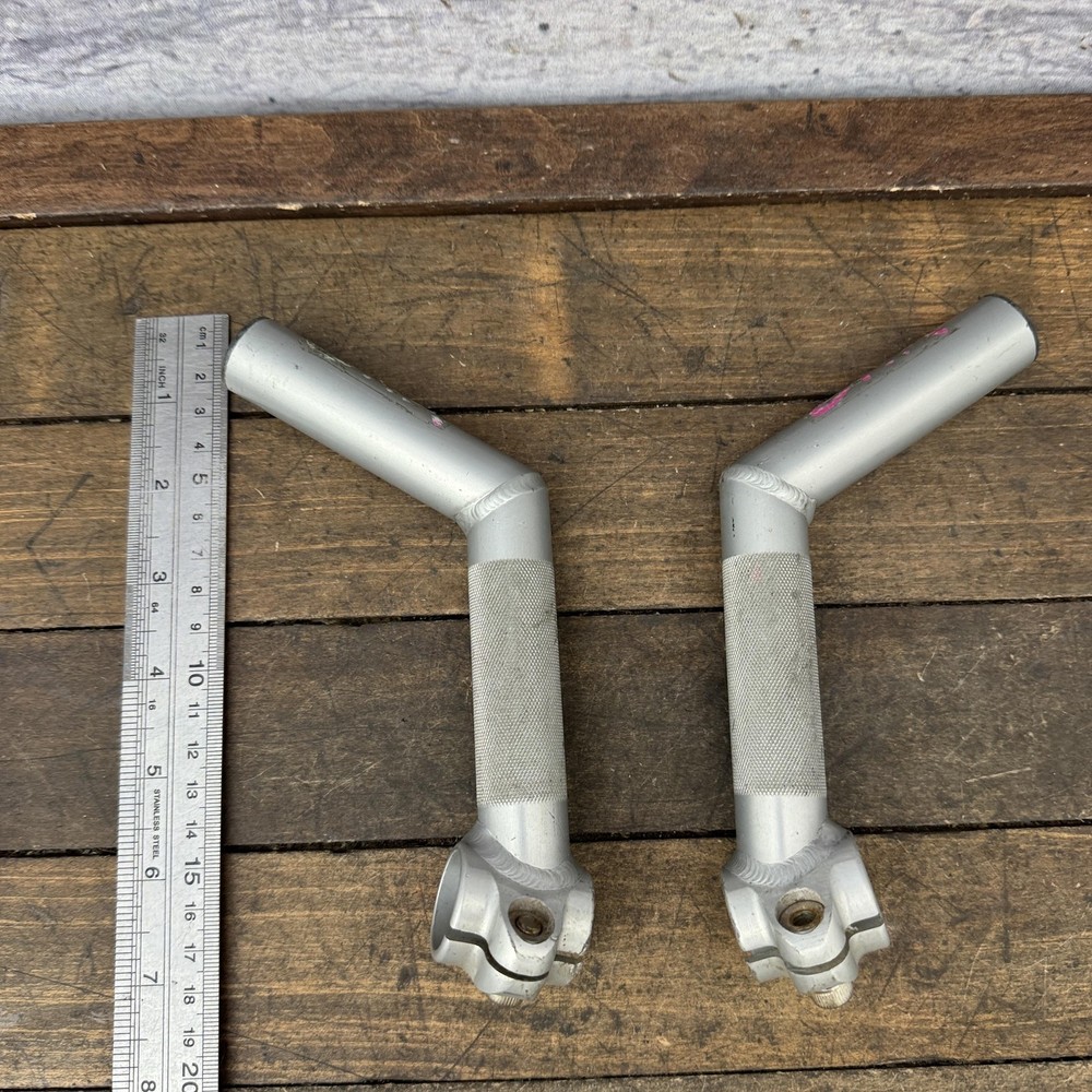 Vintage ControlTech Control Stix 90s MTB Handlebar Bar Ends Silver L-Bend Pair