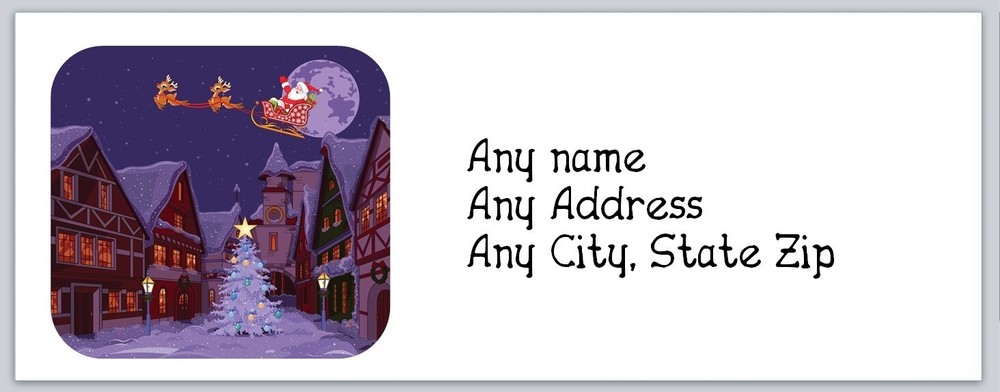 Personalized Address Labels Christmas Santa Sleigh (AC 252)