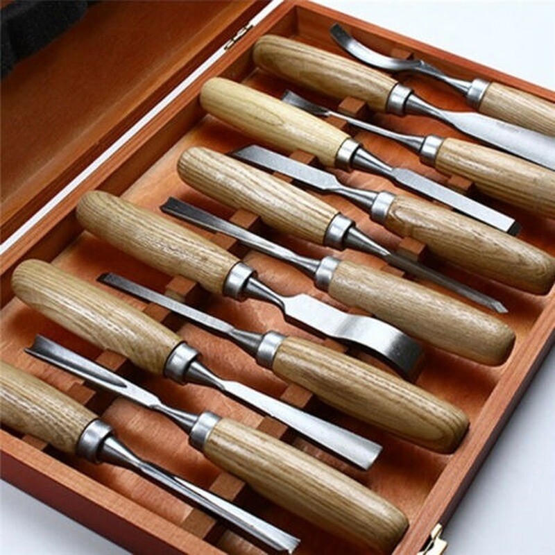 12 Pcs Wood Carving Hand Chisel Tool Set Woodworking Professional Gouges USA