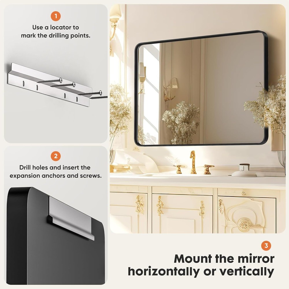 22"x30" Rectangular Vanity Mirror with Metal Frame for Bathroom - Elegant Décor