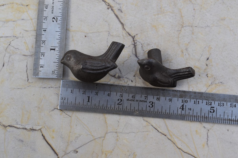 Vintage cast Iron Bird shape door knobs cabinet drawer handles pull rustic 10 pc