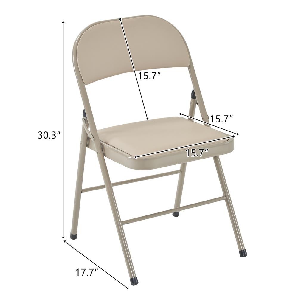 Set of 6 Folding Chairs Upholstered Padded Seat Metal Frame Home Office