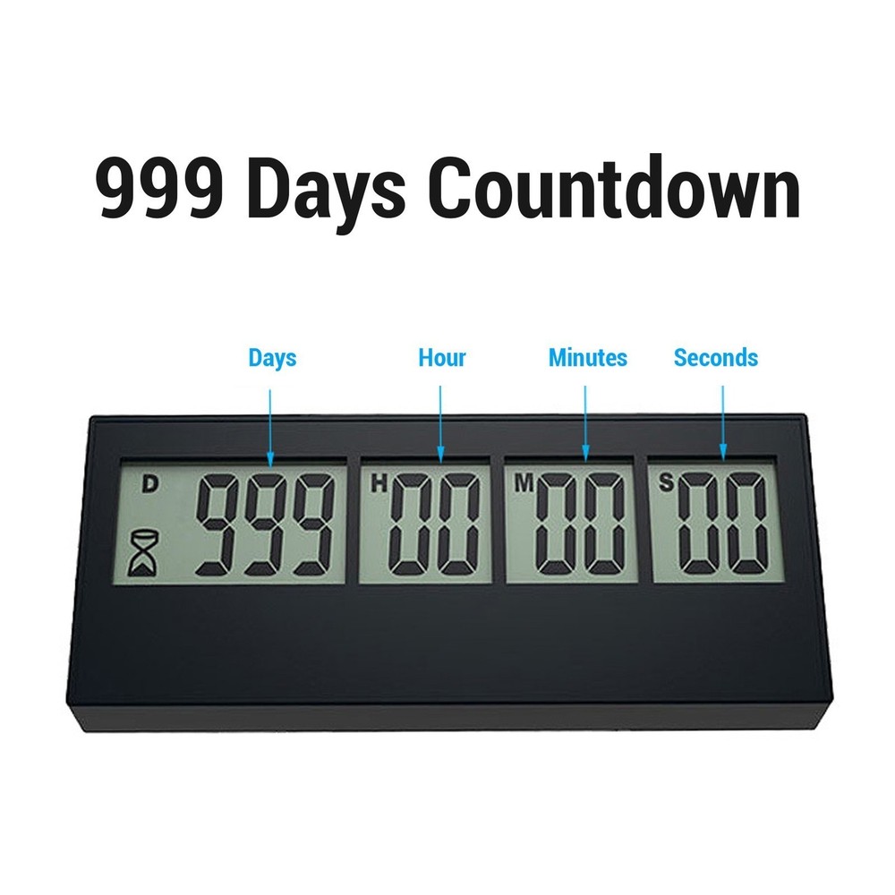 999 Days Countdown Clock Large Screen Stylish Easy To Set Count Down Days Timer