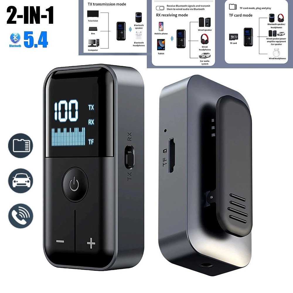 Wireless Bluetooth 5.4 Transmitter Receiver Adapter Audio 3.5 mm Audio Jack Aux