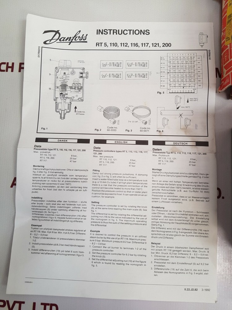 Danfoss 17-5200 Pressure Control