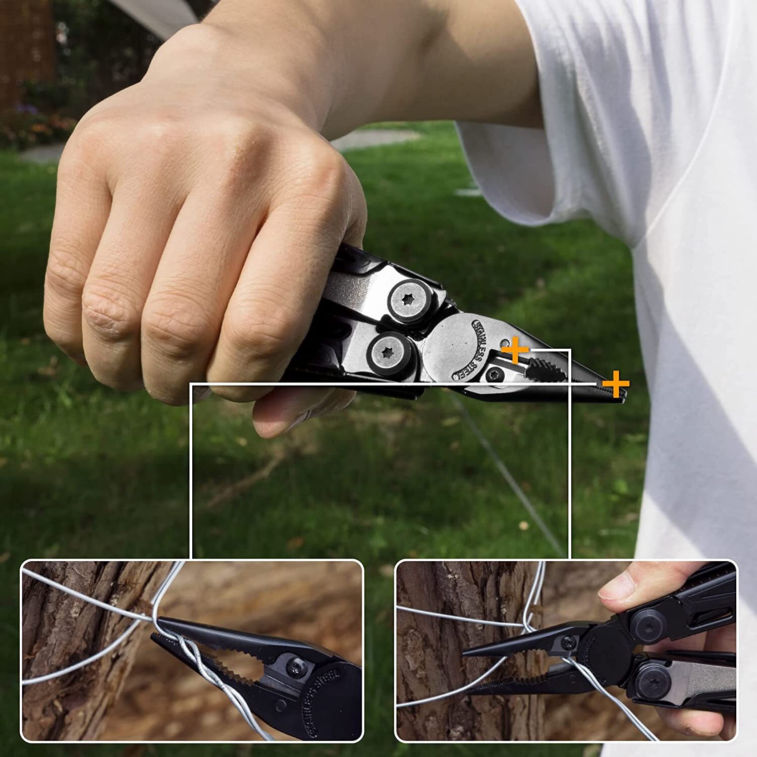 FLISSA 16-in-1 Multi-tool Plier Folding Tool Bottle Opener with Sheath