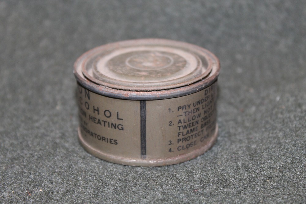 Original WW2 U.S. Army Soldier's Ration Heating OD Metal Can, Full & Well Marked