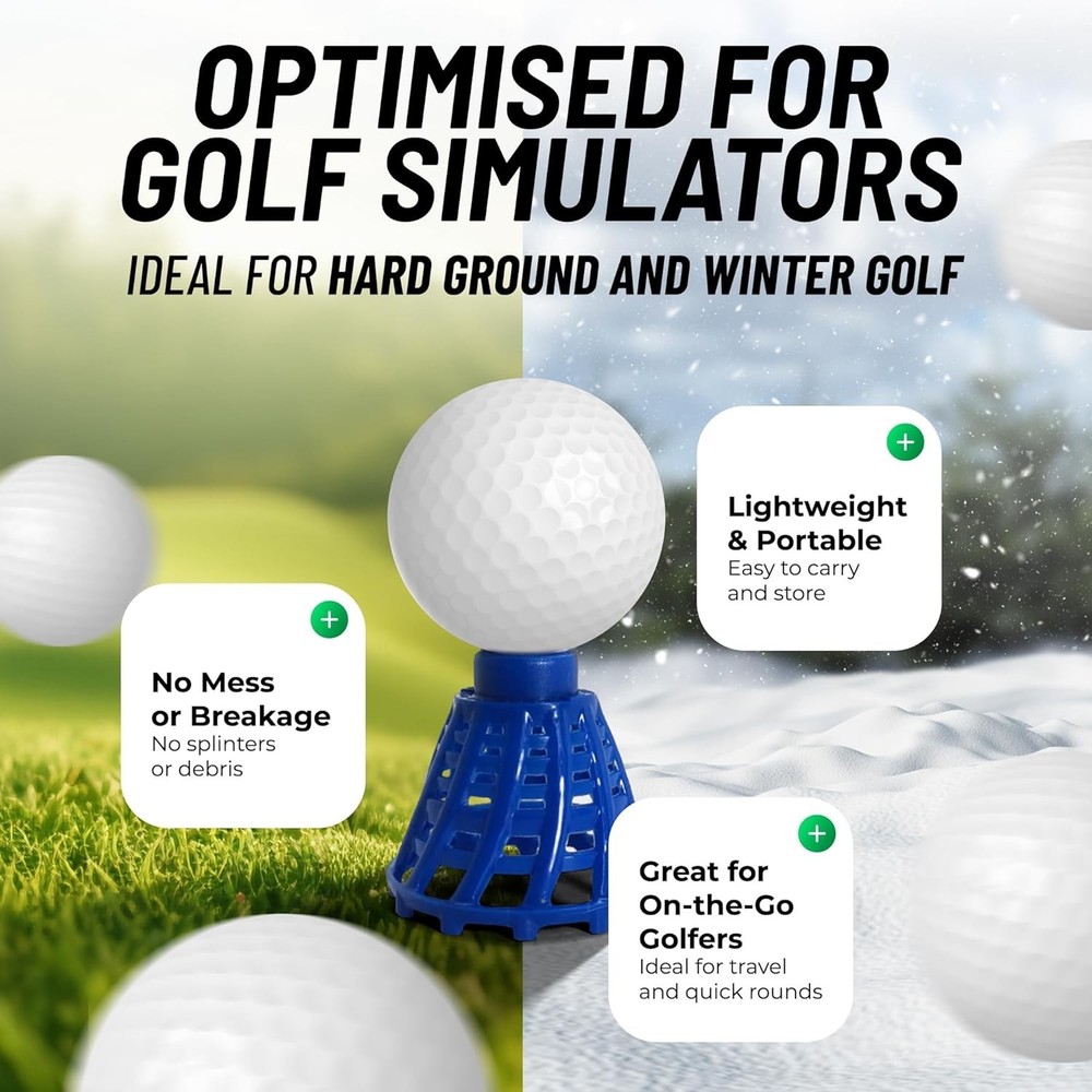 Golf Tees - PRO Speed Plus with Flexibility & Durability - 8 Pack. Indoor Gol...