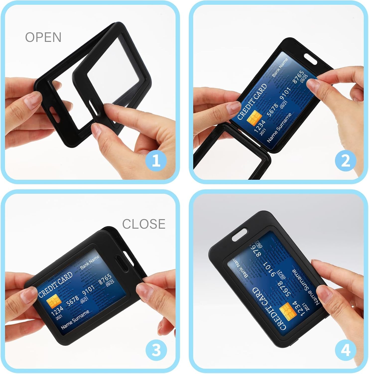 3 Pack ID Badge Holder with Plastic Clip, Double-Sided Clear Vertical Badge...