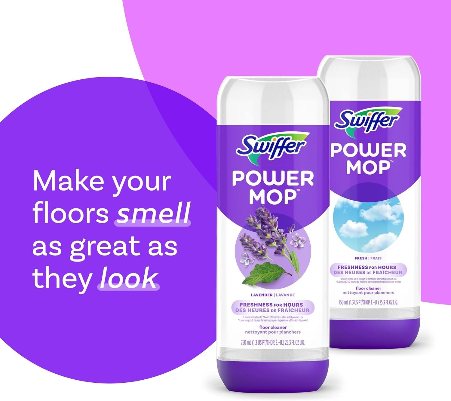 Swiffer Power Mop Refill Solution, Lavender Scent, 25.3oz X 2