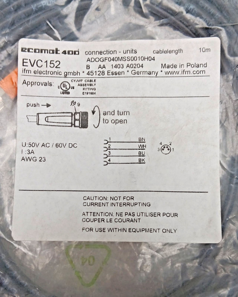 NEW - Ecomot 400 - # EVC 152 Cable.