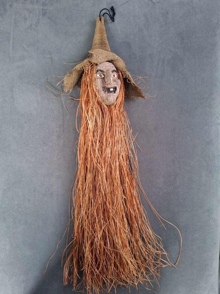 Handmade Rustic Burlap kitchen Witch Wall Decor Halloween 30 Inch