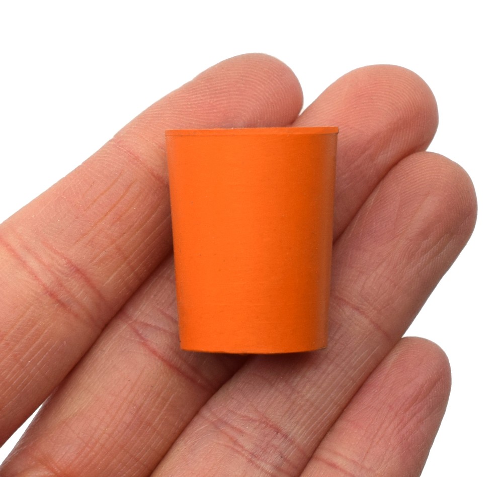 10PK Rubber Stoppers, Solid - 18mm Bottom, 21mm Top, 26mm Length - Eisco Labs