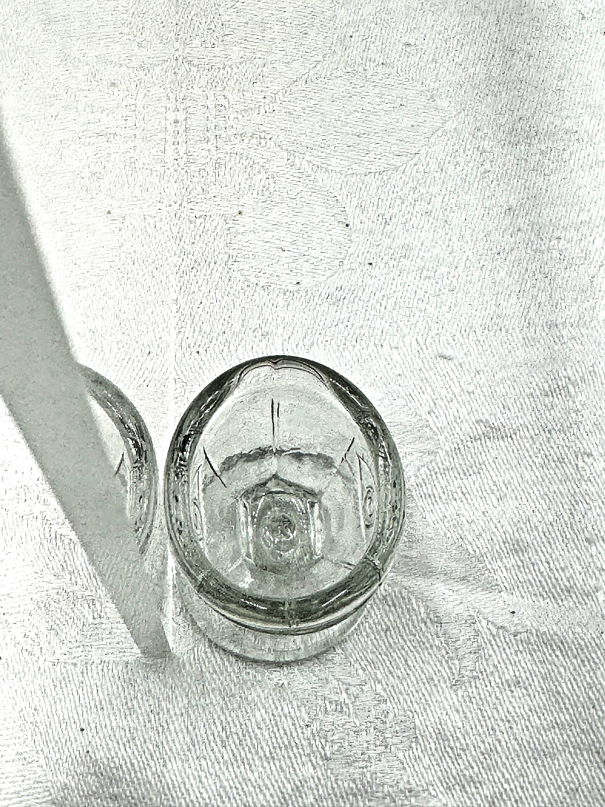 E-Z Brand Pat. 1937 Clear Eyewash Cup- Embossed Eye on Both Sides-Pedestal Shape