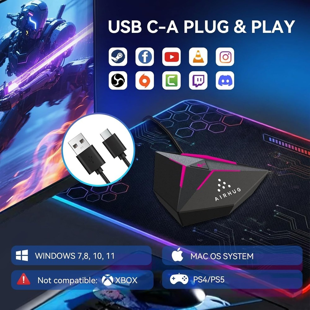 Omnidirectional USB Microphone with 4 Lighting Modes for Video Conferencing