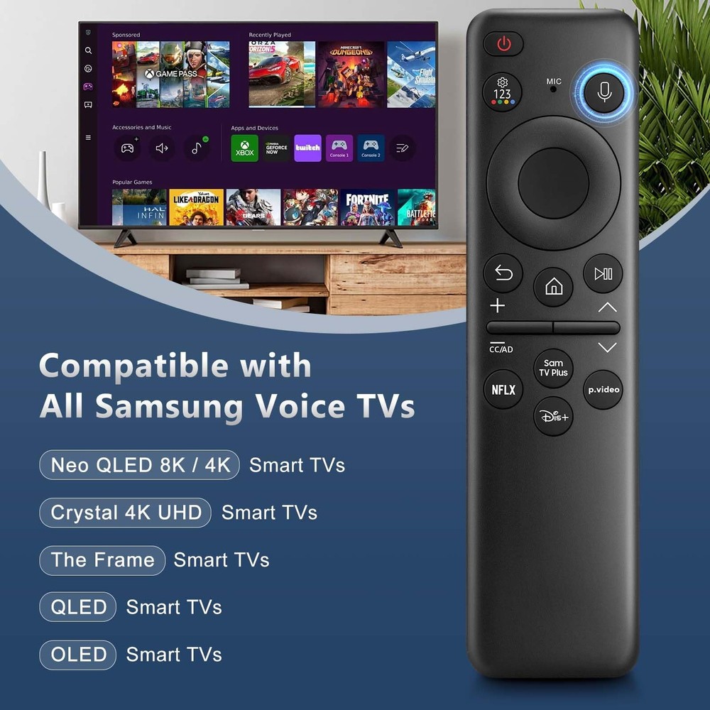 Rechargeable Voice Remote for Samsung TVs, Black
