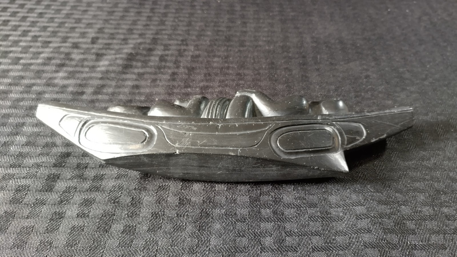 Haida Argillite Canoe Carving W/ Three Figures - Patina Possibly Early 1900s