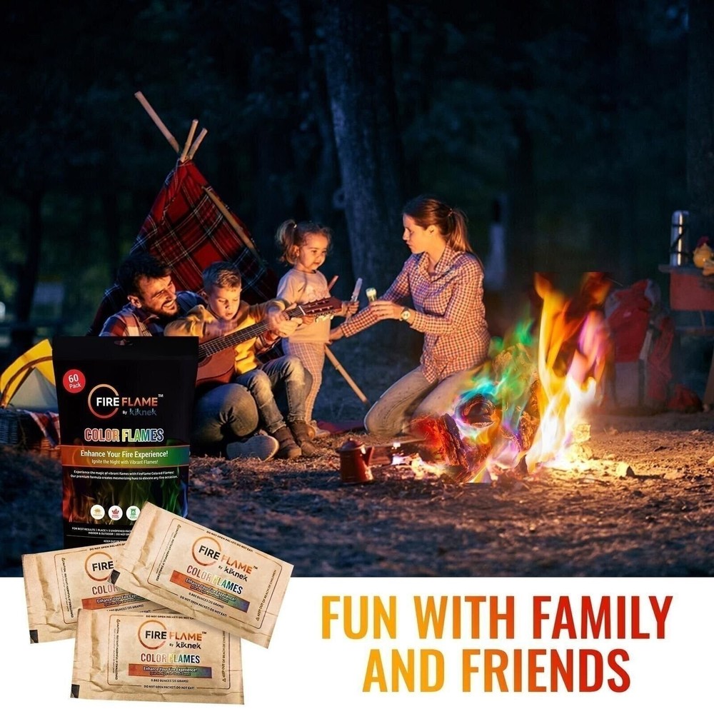 FireFlame Fire Color Changing Packets - Magic Color Fire Flames - 60 Pack